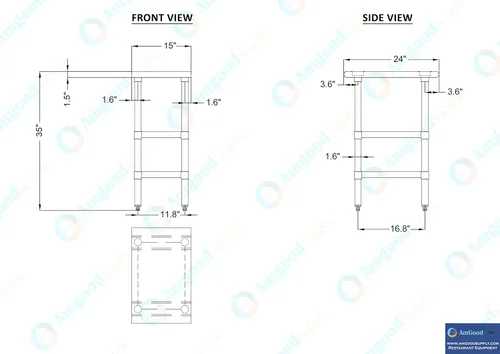 Miniatura 9 de Mesa de trabajo de acero inoxidable con 2 estantes Mesa de utilidad de metal Utilidad comercial y residencial NSF