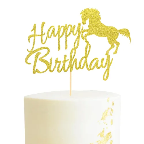 Miniatura 11 de Decoración para pastel de cumpleaños con temática de carreras de caballos, decoración de fiesta de cumpleaños, purpurina negra