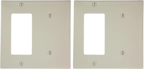 Miniatura 5 de Leviton Decora/ICFT - Placa de pared para combinación de dispositivos de 2 unidades, 1 blanco, tamaño estándar, 80708