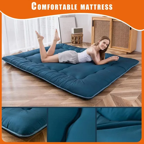 Miniatura 6 de QQP Colchón de futón japonés plegable de tatami, tapete portátil para adultos y niños, tapete para dormir adecuado para campamento, habitación