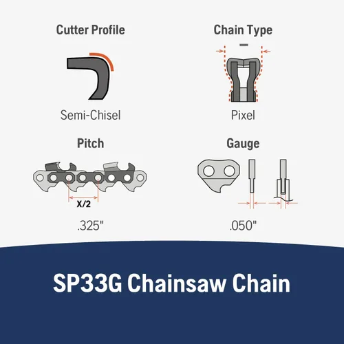 Miniatura 3 de Husqvarna X-Cut SP33G - Cadena para motosierra de 18 pulgadas, paso de 0.325 pulgadas, calibre de 0.050 pulgadas, 72 eslabones de transmisión