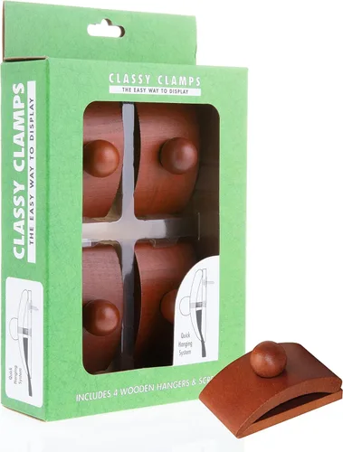 Miniatura 5 de Precision Quilting Tools Abrazaderas elegantes de madera para edredón - 4 clips grandes (Oscuro) y tornillos para colgar en la pared. ¡Cuélguelos