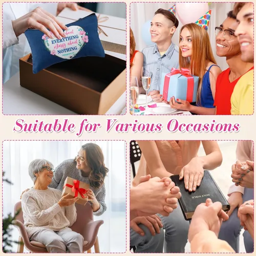 Miniatura 5 de Talltalk 8 piezas de regalos cristianos para mujeres, bolsas de maquillaje cristiano a granel con versículos de la Biblia, bolsa de cosméticos