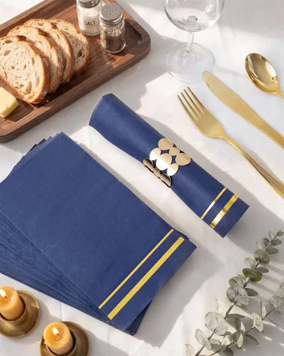 Miniatura 4 de BUCLA 100 servilletas desechables de 3 capas – Servilletas de papel azules desechables de alta calidad – Servilletas de cena desechables suaves