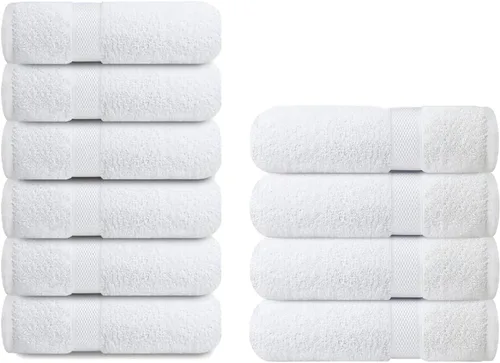 Infinitee Xclusives Paquete de 6 toallas de mano blancas de primera calidad, 16 x 28 pulgadas, calidad de hotel y spa, juego de 4 toallas de baño