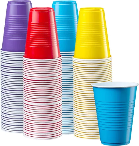 Miniatura 8 de GUSTO Vasos de plástico desechables para fiestas, 12 onzas, 240 unidades, varios colores, para fiestas, eventos y uso diario, paquete muy cómodo
