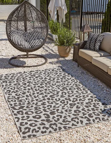 Miniatura 23 de Unique Loom Outdoor Safari Collection Alfombra de área - Leopardo (4 pies 1 pulgada x 6 pies 1 pulgada rectangular, gris claro/gris)