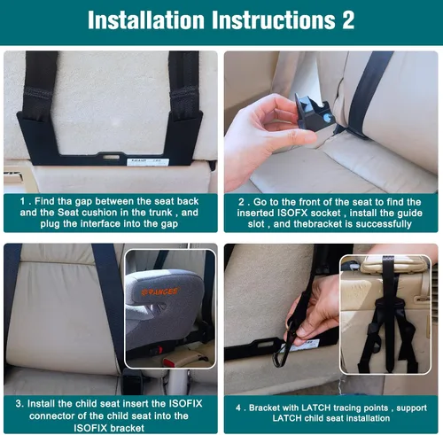 Miniatura 6 de Kit de anclaje universal para asiento de niño, soporte de montaje de asiento de automóvil, soporte de interfaz de pestillo universal extendido