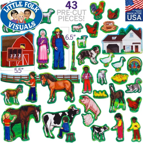 Miniatura 2 de Little Folk Visuals Juego de 43 piezas de fieltro precortadas para granja