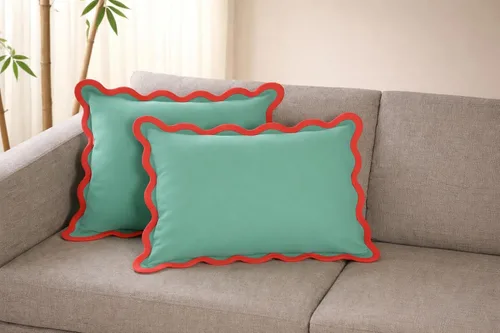 Miniatura 14 de Fundas de almohada Folkulture para sofá o para sala de estar Juego de 2 fundas de almohada (18x18) con diseño boho Fundas de almohada Rubor