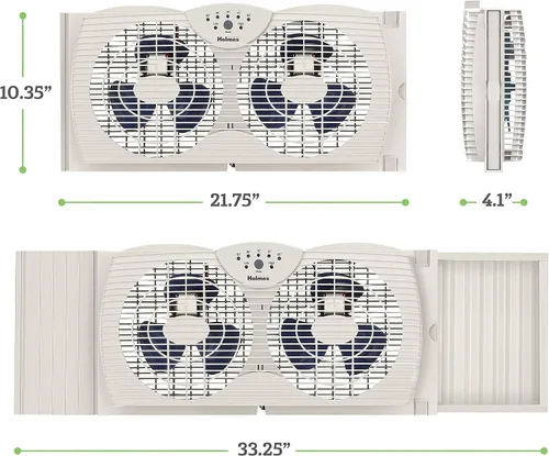 Miniatura 7 de HOLMES Ventilador Digital de Ventana de Doble Aspa con Control de Termostato Programable, Ventiladores Duales de 3 Aspas, 2 Velocidades, Panel