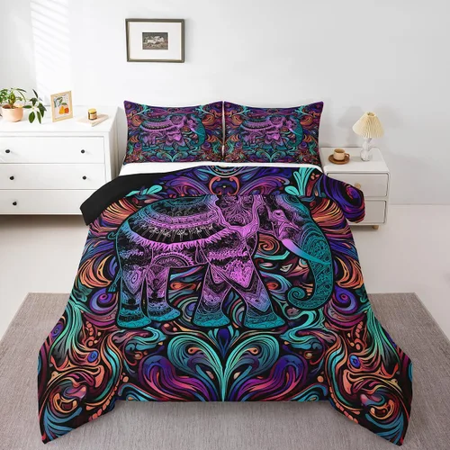 Miniatura 34 de Erosebridal Edredón de árbol de la vida, ropa de cama bohemia con diseño de mariposa y mariposa, edredón de fase lunar hippie, edredón acolchado