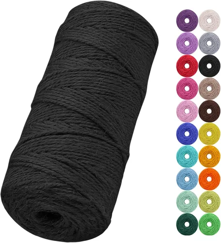 Miniatura 38 de Cuerda de yute natural de 0.079 pulgadas y 328 pies para manualidades, cuerda de yute de colores de 3 capas para envoltura de regalos, jardinería