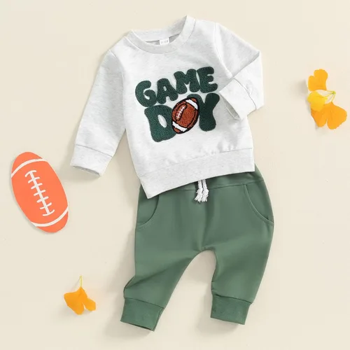 Miniatura 131 de BemeyourBBs Conjunto divertido de sudadera y pantalones de manga larga con letras divertidas para bebé niño y niño