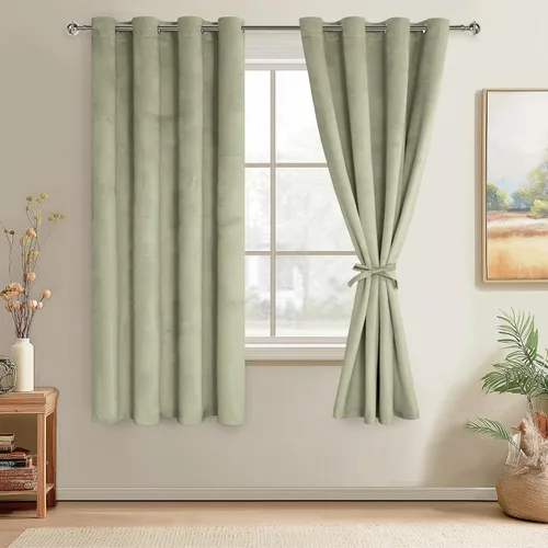 Miniatura 97 de JIUZHEN - Cortinas de terciopelo gris de 63 pulgadas opacas para sala de estar - Cortinas gruesas de terciopelo con ojales para ventana
