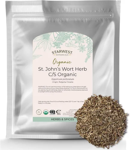 Miniatura 7 de Starwest Botanicals Hierba de San Juan seca orgánica, hierba de hojas sueltas para té, hecha de flor de hierba de San Juan, cortada y tamizada