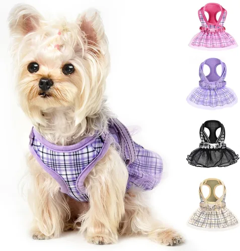 Gauzy - Arnés de chaleco para perro, transpirable, ajustable, sin tirones, para perros pequeños y medianos, morado, pecho mediano de 16.5 a 20.4