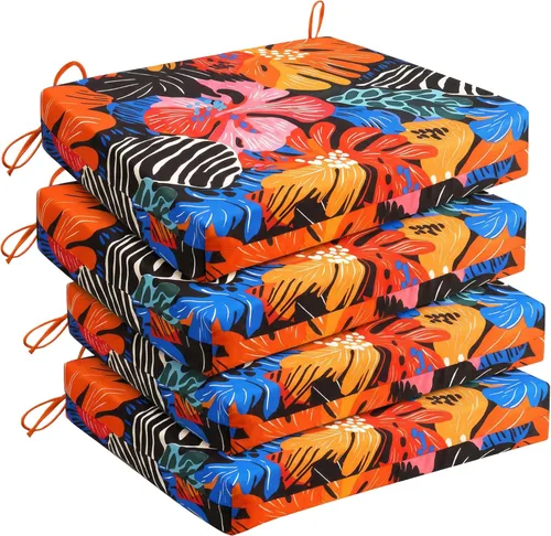 Miniatura 35 de UNIKOME Cojines para sillas de exterior, resistentes al agua, con lazos, relleno de esponja de alta densidad, cojines de asiento cuadrados
