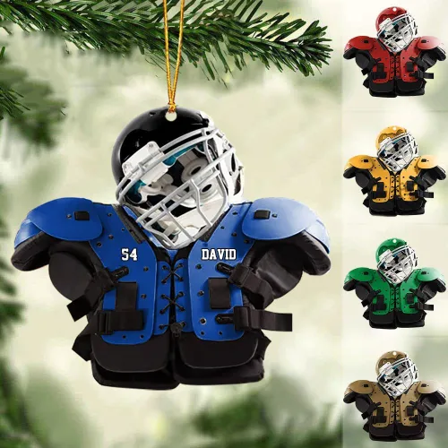 Miniatura 10 de Adorno de fútbol americano personalizado, nombre y número personalizados, adorno 2D de forma plana, regalo para jugadores de fútbol y amantes