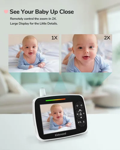 Miniatura 4 de Monitor de bebé – Monitor de bebé de 3.5 pulgadas con cámara y audio, panorámica remota/inclinación/zoom, batería de 1200 mAh
