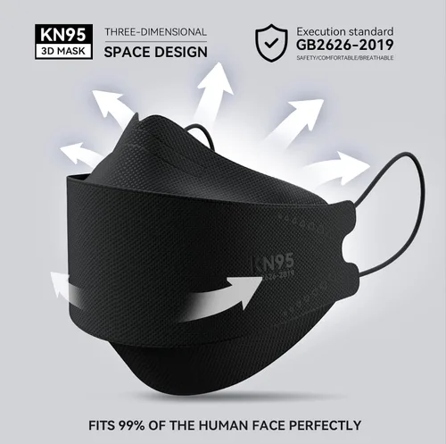 Miniatura 2 de Keangs - KN95 - Mascarillas para adultos y adolescentes, transpirables, protectoras, desechables, paquete de 100 unidades, color negro Negro-adultos