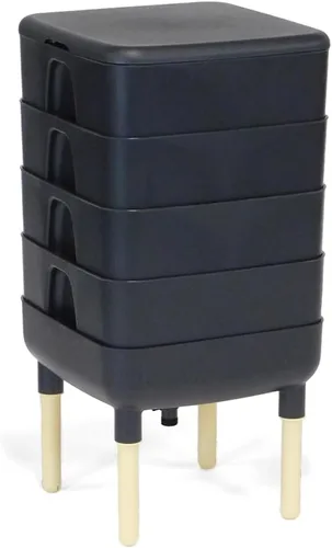 FCMP Outdoor - The Essential Living Composter, contenedor de 4 bandejas para vermicompostador, color negro