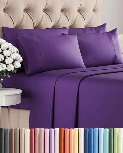 Miniatura 16 de Juego de sábanas Queen de 6 piezas, sábanas tamaño Queen, ropa de cama suave de lujo de hotel, refrescante, cómoda y transpirable, 1 encimera, 1 26