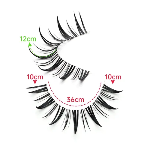 Miniatura 2 de 7 pares de pestañas postizas manga de aspecto natural, pestañas postizas esponjosas y puntiagudas de anime, estilo coreano, japonés y asiático