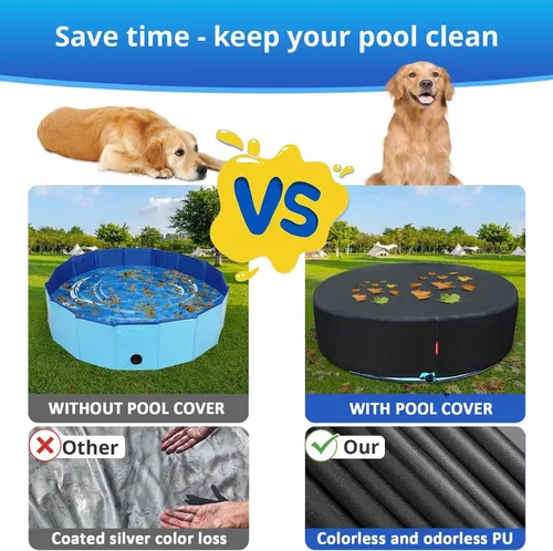 Miniatura 5 de QH.HOME Cubierta de piscina para niños de 47 a 48 pulgadas, redonda, plegable, con diseño de trinquete súper resistente al viento, material de tela