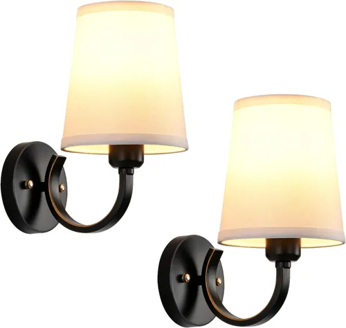 Miniatura 9 de Juego de 2 Apliques de Pared, Lámparas de Pared Modernas para Dormitorio, Apliques Luminaria de Pared con Pantalla de Tela Beige, Lámparas de Pared