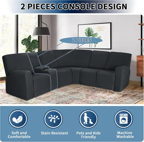 Miniatura 3 de PureFit - Funda para consola reclinable para fundas de sofá reclinable, fundas deslizantes súper elásticas para la parte media del sofá reclinable