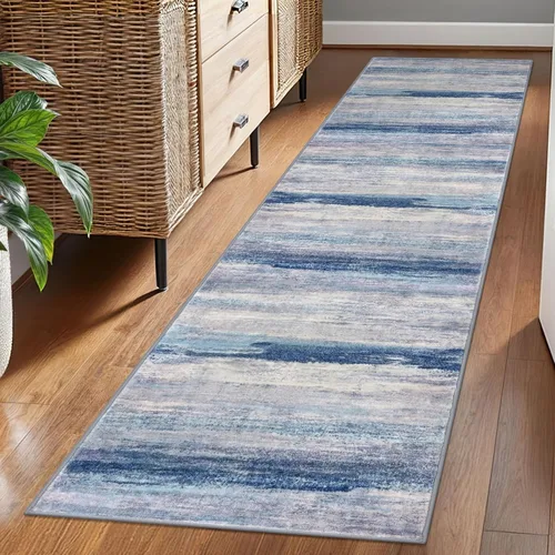 Miniatura 57 de KOZYFLY – Alfombra de pasillo moderna y lavable de diseño abstracto verde, 2 x 5 pies, antideslizante, suave y de pelo corto, ideal para cocina