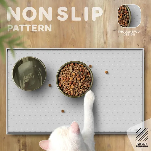 Miniatura 4 de Tapete para comida de perro y gato, bordes elevados para evitar derrames de comida y agua, impermeable, protege el piso, fácil de limpiar, de Mist
