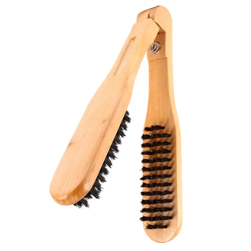 Miniatura 8 de Peine de peluquería antiestático de doble cara y cerdas de madera - Cepillo alisador con abrazadera para el cabello para peluquería profesional