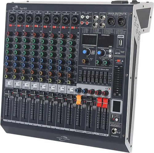 Miniatura 15 de Mezcladores DJ jindaaudio Consola de Mezcla de Audio de 8 Canales con Bluetooth, Interfaz de Audio USB con Alimentación Fantasma de 48V, Mesa