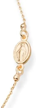 Miniatura 3 de Miabella - Collar de plata de ley italiana 925 bañado en oro de 18 quilates con cuentas de rosario italiano y cruz lateral en forma de flor