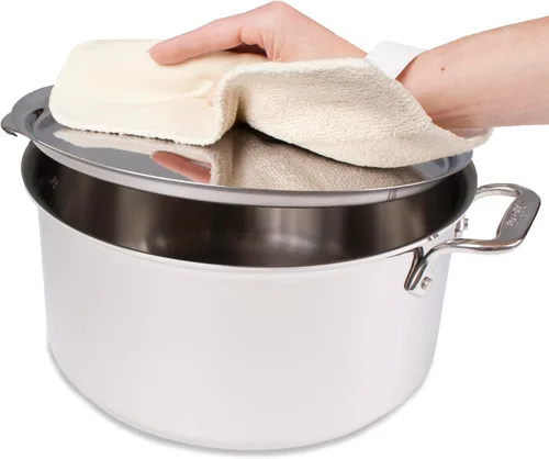 Miniatura 2 de RITZ Food Service CLPG1-2E Paño Caliente Terry Soporte para Ollas con Barrera de Vapor, Producto Comercial, 8" x 11", Juego de 2, Beige