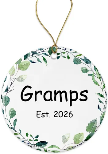 Gramps Est. 2023 Ornamento – Nuevos Gramps 2023 – Adorno de árbol de Navidad para abuelos – Regalo para abuelos – Adorno de cerámica impreso en