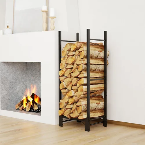 Miniatura 9 de C-Hopetree Estante de leña de 4 pies para interiores y exteriores, soporte ajustable de metal para chimenea, organizador de almacenamiento de pila