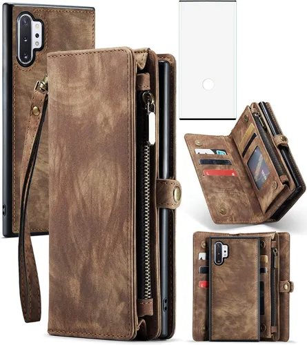 Miniatura 9 de Asuwish Funda para teléfono Samsung Galaxy Note 10 Plus Glaxay Note10+ 5G con cremallera, protector de pantalla de vidrio y tarjetero con tapa