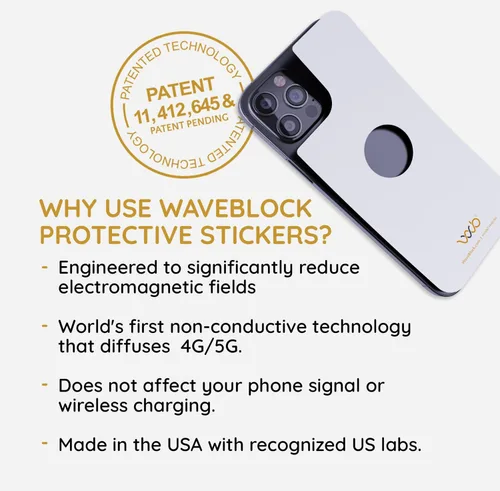 Miniatura 5 de WAVEBLOCK Bloqueador de EMF para Celular - Hecho para iPhone 11 - La única pegatina 5G-Shield patentada, respaldada científicamente y probada