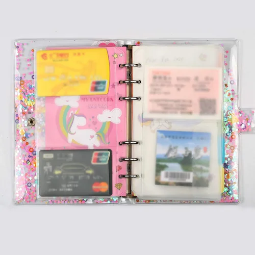 Miniatura 5 de 32 bolsillos para carpeta, tamaño A6, 6 agujeros, con cremallera, para carpetas de 6 anillas, bolsas de hojas sueltas, bolsa de PVC impermeable