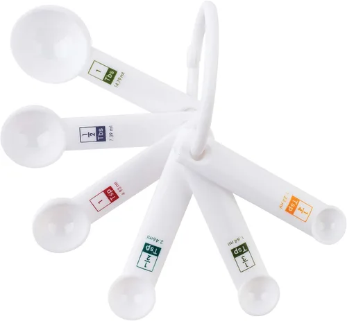 Miniatura 7 de Fox Run Juego de cucharas medidoras de plástico de 6 piezas, color blanco, 1.6 x 9 x 3 pulgadas
