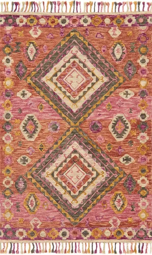 Miniatura 4 de Loloi Zharah Collection ZR-03 Rose/Denim, alfombra de pasillo de transición, 2'-6" x 7'-6" Rosa; azul oscuro