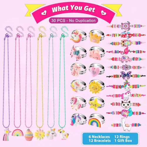 Miniatura 5 de Joyería para niñas de BeAndge, juguetes para niñas de 4-6, 4-5 años, conjunto de joyería para niños pequeños para disfrazarse y vestirse de 6-8
