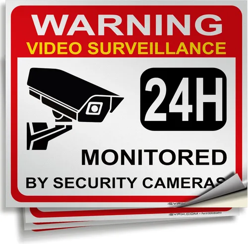 Miniatura 7 de iSYFIX Señal de advertencia de videovigilancia – 1 paquete de 1 paquete reflectante plateado de 7 x 6 pulgadas – 100% libre de óxido de aluminio