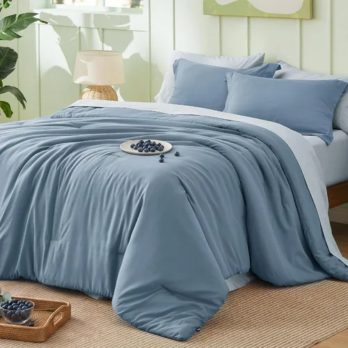 Miniatura 11 de Bedsure Juego de ropa de cama con edredón tamaño King en verde salvia, 7 piezas de ropa de cama ligera para cama King estilo boho, juego de ropa