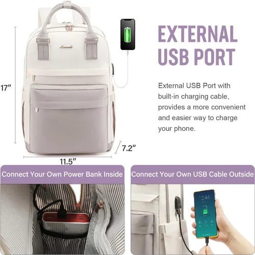 Miniatura 5 de LOVEVOOK - Mochila de computadora portátil para mujeres y niñas, mochila escolar de 15.6 pulgadas, mochila de libro linda, mochila para computadora