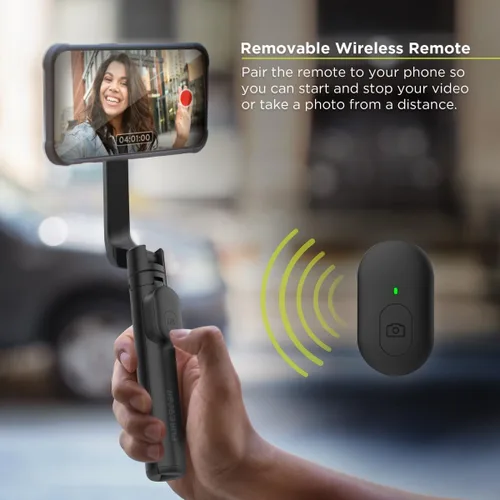 Miniatura 3 de PureGear Soporte de trípode magnético para selfie stick con control remoto inalámbrico, compatible con MagSafe para iPhone serie 17/16/15/14/13/12