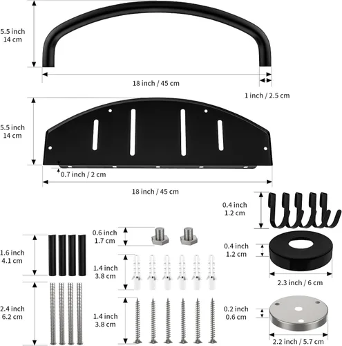 Miniatura 2 de Barra de Agarre para Ducha Negra con Estante de 18 Pulgadas, Zepolu Estante para Champú de Acero Inoxidable con Barra de Agarre, Estantes de Baño